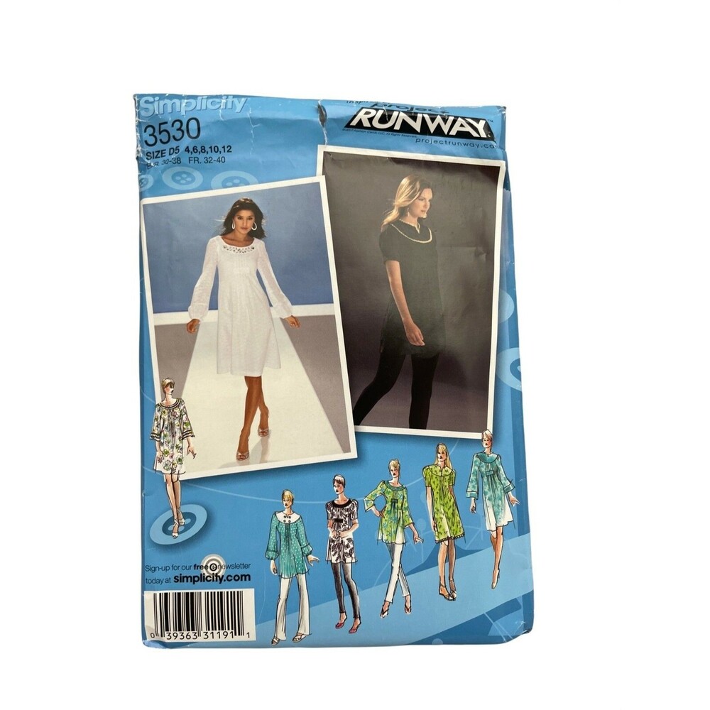 Simplicity Project Runway 3530 D5 4 6 8 10 12 Dress Tunic Sewing Pattern